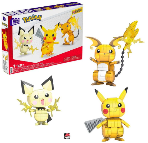 Mega Construx Pokémon Build and Show Pikachu Evolution Trio Construction Set