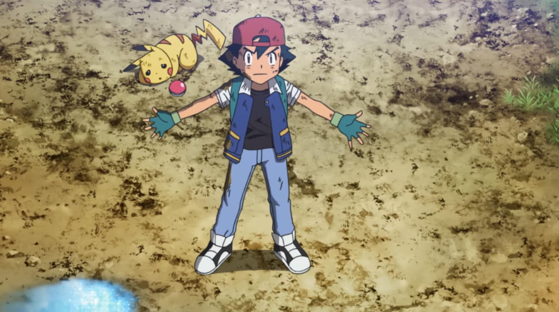 Ash Protecting Pikachu