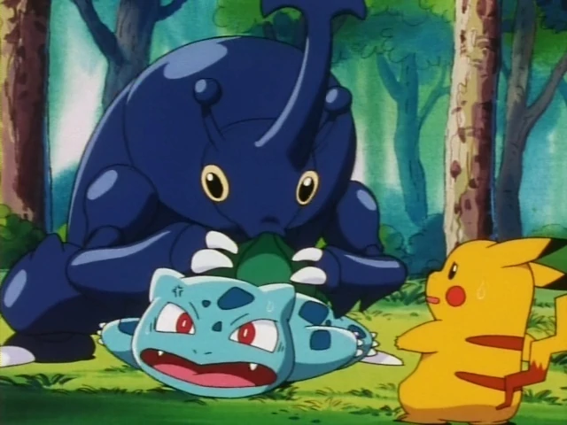 Heracross with Pikachu and Bulbasaur