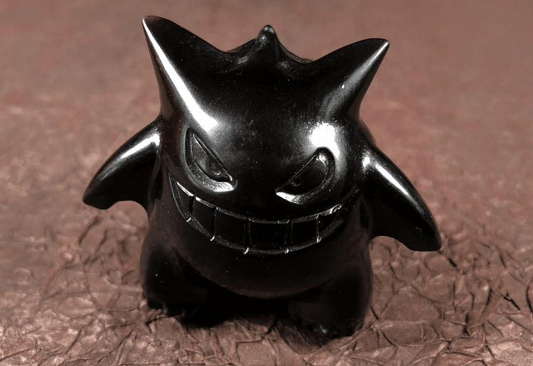 natural obsidian gengar hand-carved figure