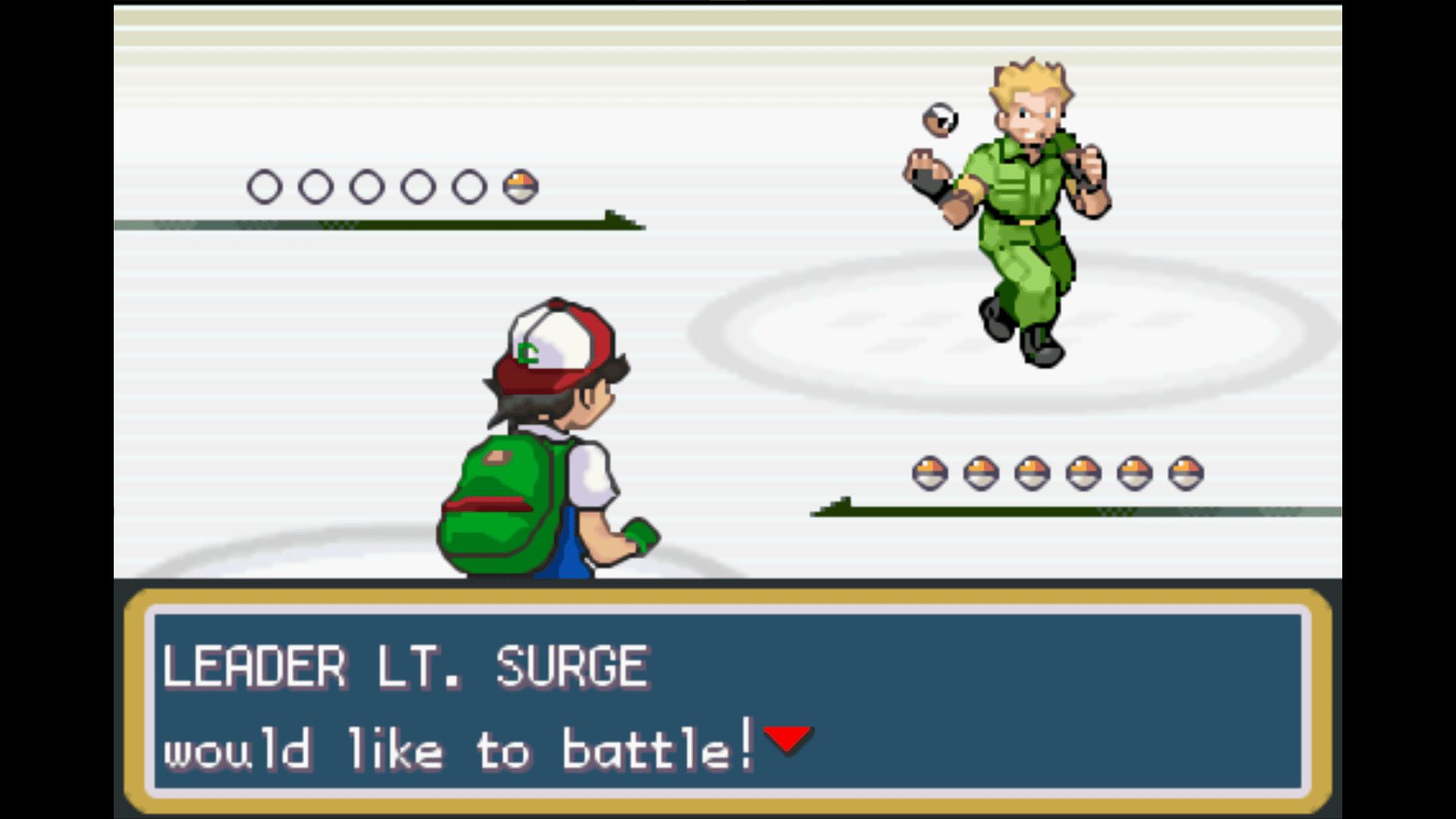 Battling Electric-type Gym Leader Lt. Surge