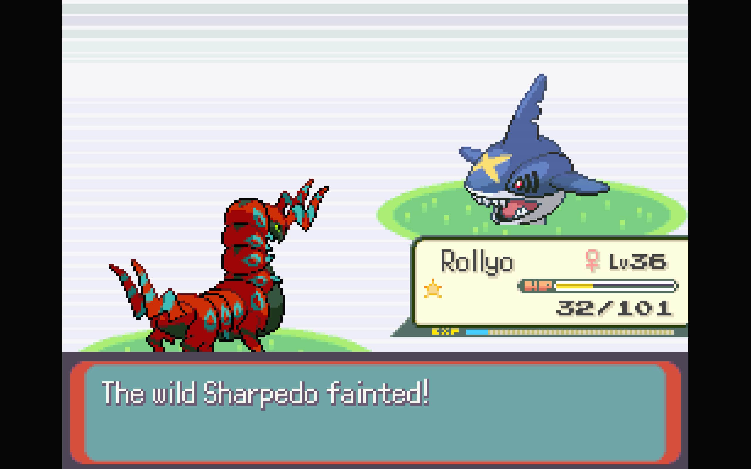 Pokemon Halcyon: Sharpedo battle in Tulip Bridge